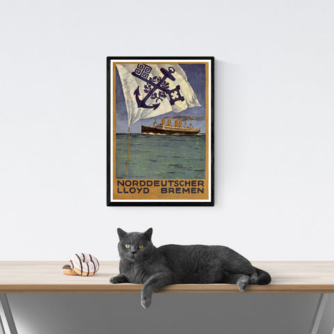 Vendimia | Viajes | Póster | Brema | Crucero | arte | Decoración | estilo