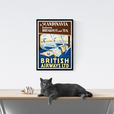 Escandinavia | Póster de viaje vintage | Aerolíneas británicas | Viajes | cartel total