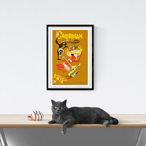 Vías aéreas británicas de las Indias Occidentales | Póster de viaje vintage | Caribe | Viajes | cartel total
