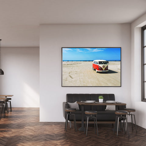 VW Camper en la playa |Paisaje marino | cartel total