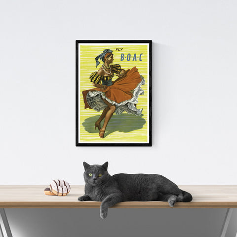 Vuela BOAC | Póster de viaje vintage | Aerolínea | Viajes | cartel total