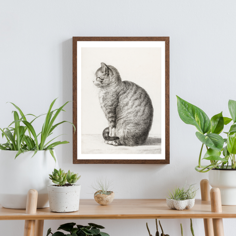 Impresión de gato vintage - Ilustración vintage de un gato | Decoración del hogar | cartel total