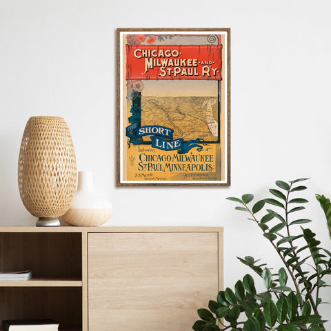 Póster de viaje vintage | Chicago Milwaukee San Pablo | Estados Unidos | Ferrocarril | estilo art nouveau