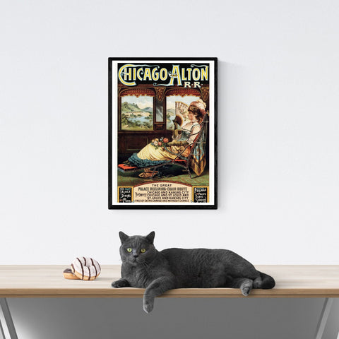 Póster de viaje vintage | Ferrocarril de Chicago a Alton | Arte de Estados Unidos | estilo deco
