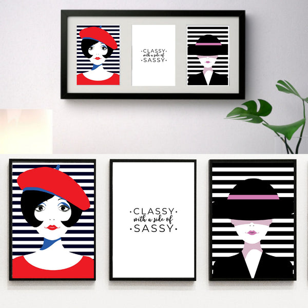 Classy with a side of Sassy - pack of 3 Chic prints contemporary word art  | Home Decor | Totalposter