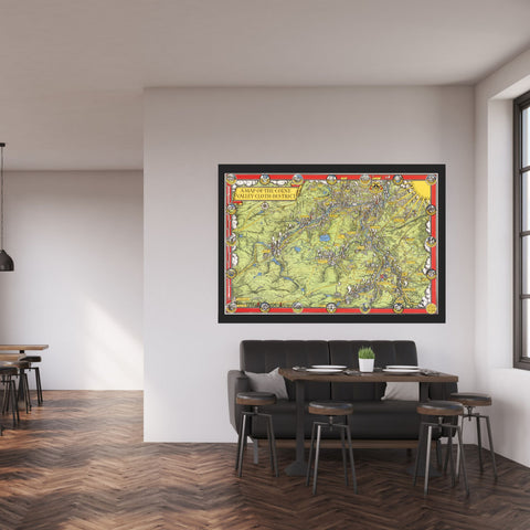Mapa vintage del distrito de telas de Colne Valley | Yorkshire | Mapas | cartel total