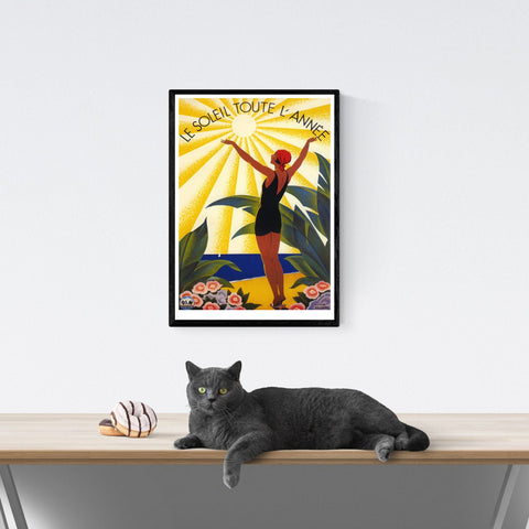 Vendimia | Viajes | Póster | Costa | Dazur | arte | Decoración | estilo | soleado