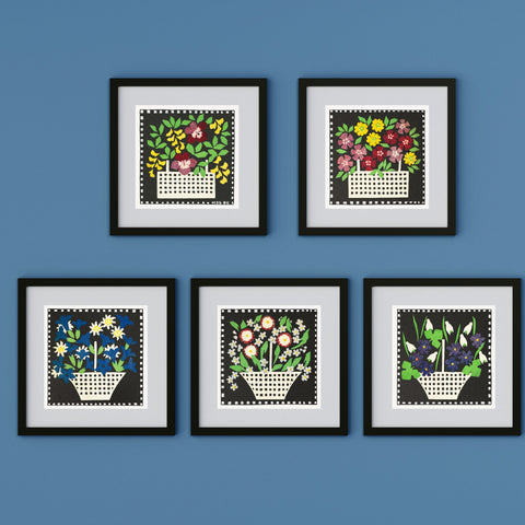 Cestas de flores vintage - Póster con ilustraciones vintage | Decoración del hogar | cartel total