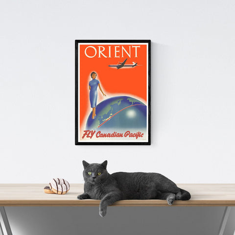 Póster de viaje vintage | Llamadas de Oriente | Asia | India | China | Tailandia | Aerolínea | Vaporera | Estilo art déco