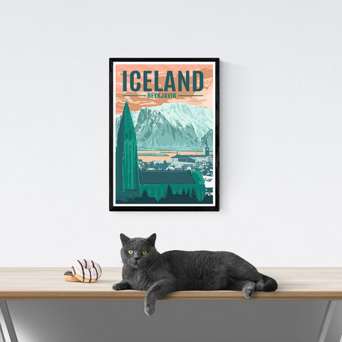 Vintage | Travel | Poster | Iceland | art | Deco | style | Port
