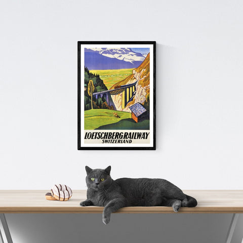 Póster de viaje vintage | Lötschberg | Ferrocarril | Suiza | Estilo art déco