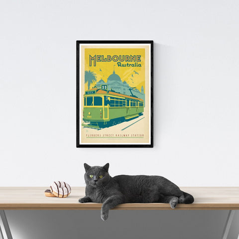 Póster de viaje vintage | Melbourne | Australia | Ferrocarril | Estilo art déco 2
