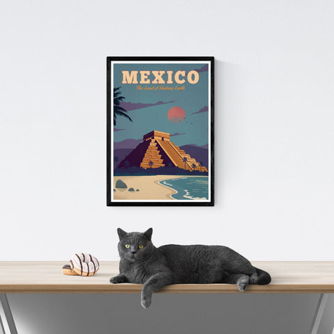Póster de viaje vintage | México | Chichén Itzá | Estilo art déco