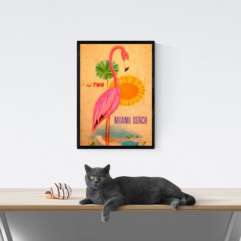 Vintage Travel Poster | Miami Beach | Florida | USA | TWA | Airline | Art deco style