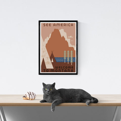 Póster de viaje vintage | Montaña | Estados Unidos | Estilo art déco 2