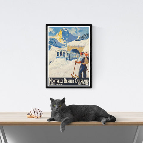 Póster de viaje vintage | Montreal | Ferrocarril de Berna | Suiza | Estilo art déco