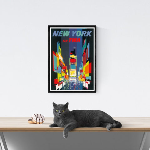 Póster de viaje vintage | Nueva York | Vuele la aerolínea TWA | Estilo art déco