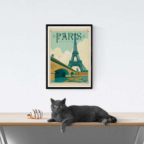 Póster de viaje vintage | París | Francia | Torre Eiffel | Estilo art déco 2
