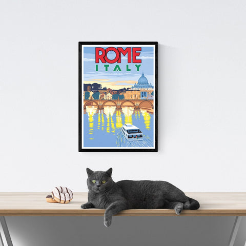 Póster de viaje vintage | Roma | Italia | Estilo art déco