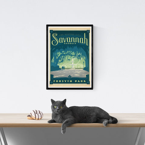 Cartel de viaje vintage | Sabana | Georgia | Estados Unidos | Estilo art déco