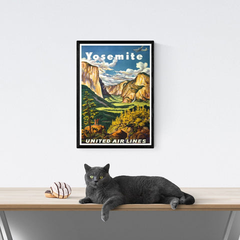 Vintage Travel Poster | Yosemite | USA | United Airlines | Art deco style