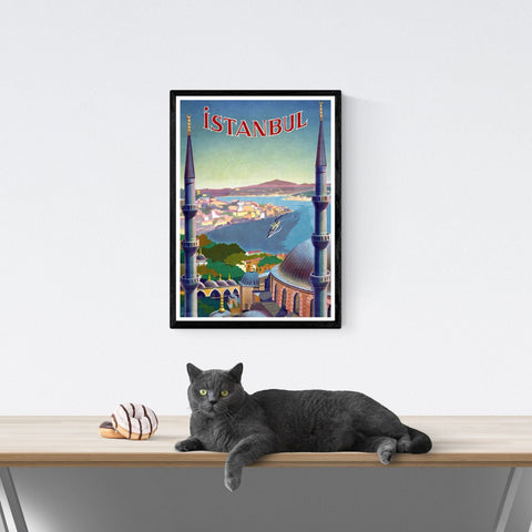 Póster de viaje vintage | Estambul | estilo art déco | Puerto