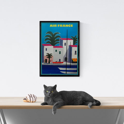 Póster de viaje vintage | África | Azul | Aire Francia | Aerolínea