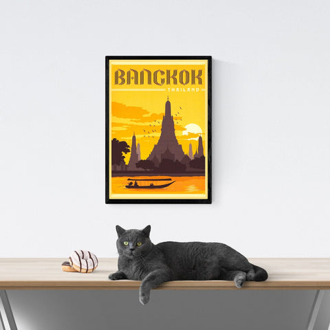 Póster de viaje vintage | Bangkok | Amarillo