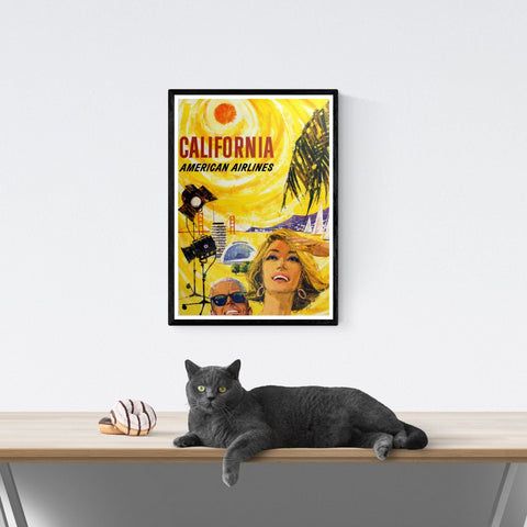 Póster de viaje vintage | California | Estados Unidos | Aerolíneas americanas | Estilo art déco