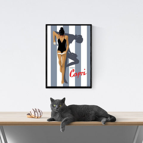 Póster de viaje vintage | Capri | Italia | Arte deco