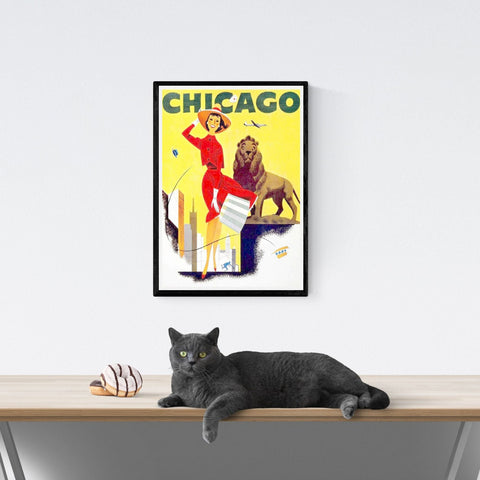 Póster de viaje vintage | Chicago | Estados Unidos | estilo art déco