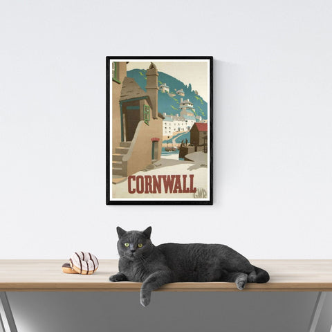 Póster de viaje vintage | Cornualles | GWR | Ferrocarril | estilo art déco