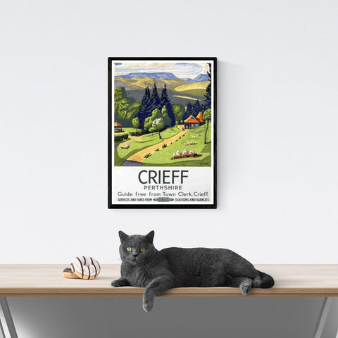 Póster de viaje vintage | Crief | Perthshire | Escocia | Ferrocarriles | estilo art déco