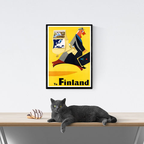 Vendimia | Viajes | Póster | Finlandia | Dibujos animados | arte | Decoración | estilo