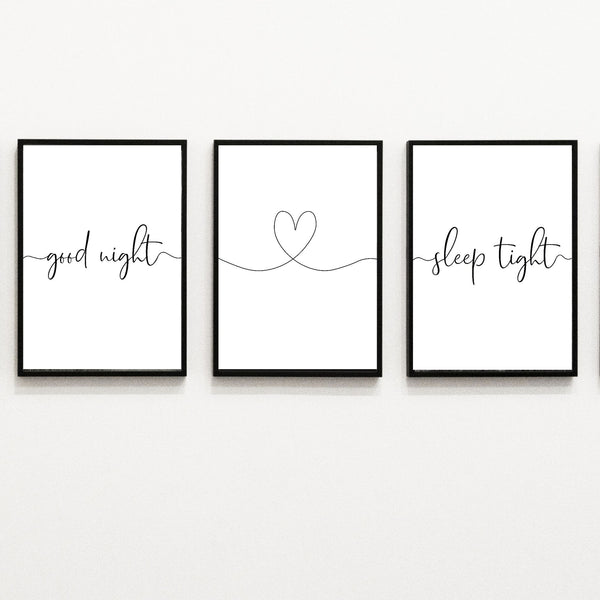 Good night sleep tight- pack of 3 prints contemporary word art  | Home Decor | Totalposter