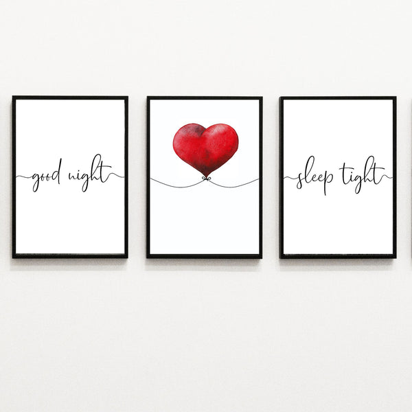 Good night sleep tight- pack of 3 prints contemporary word art  | Home Decor | Totalposter