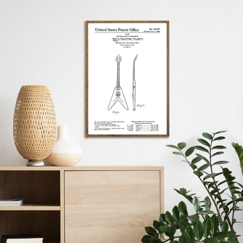 Patentes de guitarra Gibson Flying V | Ilustraciones | cartel total