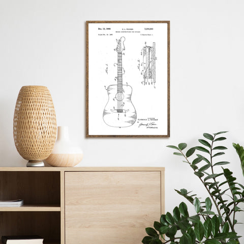 Patentes de guitarra 1966 Guitarra acústica Fender | Ilustraciones | cartel total