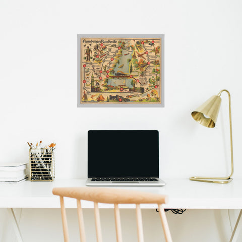 Antiguo mapa histórico de Hamburgo - Guía turística vintage | Mapas | cartel total