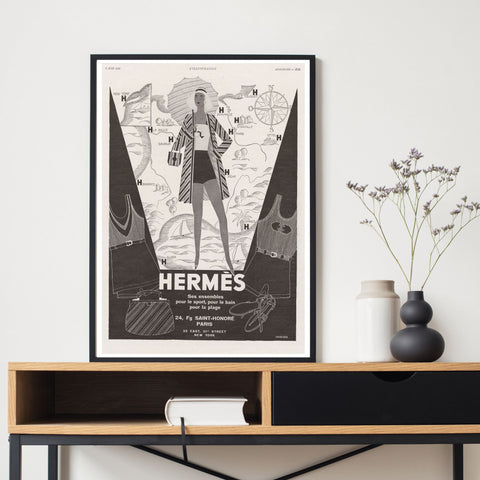 Impresión/póster publicitario de Hermes de la década de 1930 | Decoración del hogar | cartel total