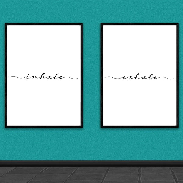 Inhale Exhale- pack of 2 prints contemporary art  | Home Decor | Totalposter