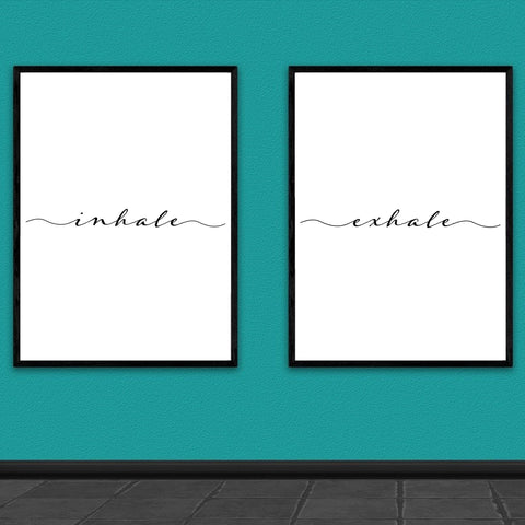 Inhale Exhale- pack de 2 grabados arte contemporáneo | Decoración del hogar | cartel total