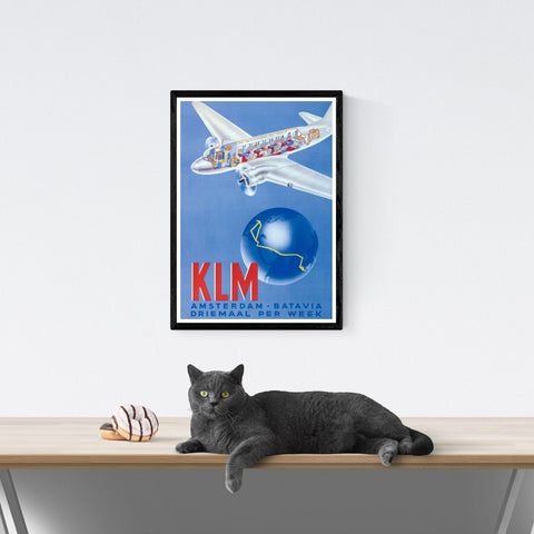 KLM Ámsterdam Batavia | Póster de viaje vintage | Aerolínea | Viajes | cartel total