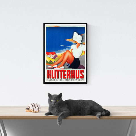 Póster de viaje vintage | Suecia | Seebad | Angelholm |estilo art déco | suecia