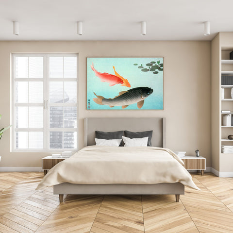Pez carpa koi | Arte japonés japonés | Arte mural vintage | Naturaleza | cartel total