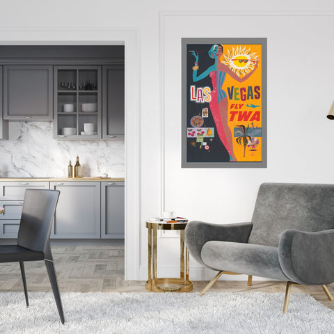 Aerolínea TWA de Las Vegas | Estilo art déco | Cartel de viaje vintage