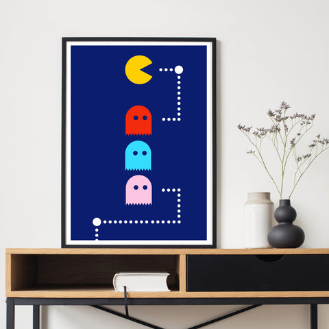 Pacman - Pacman imprimir arte contemporáneo | Años 80 | cartel total