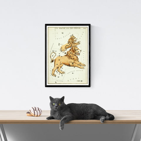 Ilustración del zodiaco Leo vintage | Decoración del hogar | cartel total