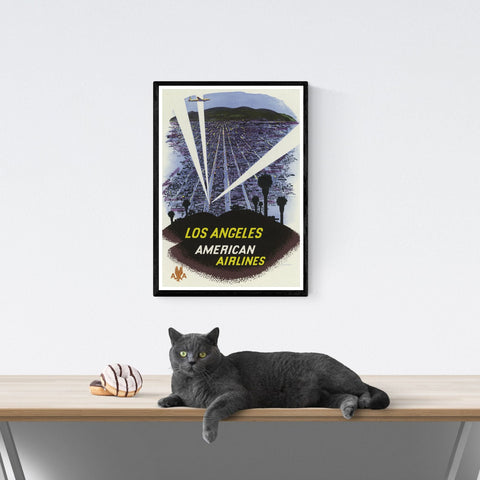 Póster de viaje vintage | Los Ángeles | americano | Aerolíneas | Estados Unidos | Estilo art déco