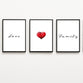 Love Family with heart - pack of 3 love prints contemporary word art  | Home Decor | Totalposter